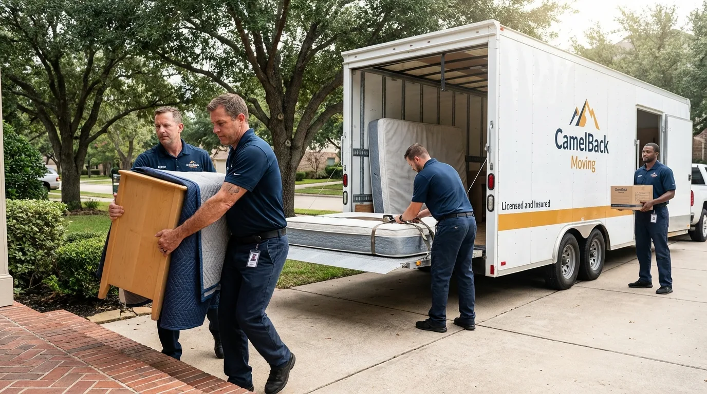 Crew loading residential truck for cross-state move from Montgomery, WV
