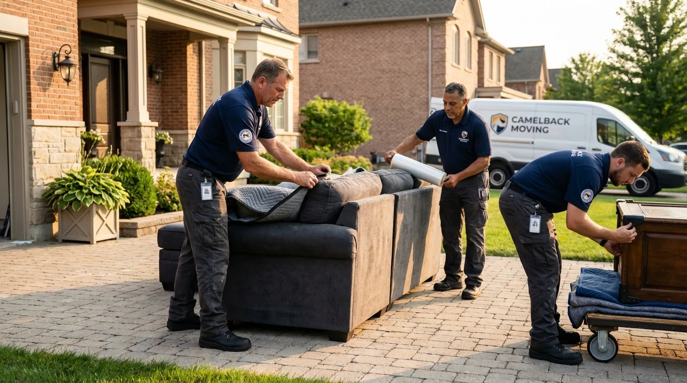 Large estate moving crew wrapping furniture in Montgomery, WV
